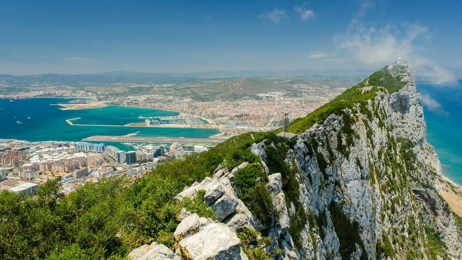 The Rock of Gibraltar and the town below
