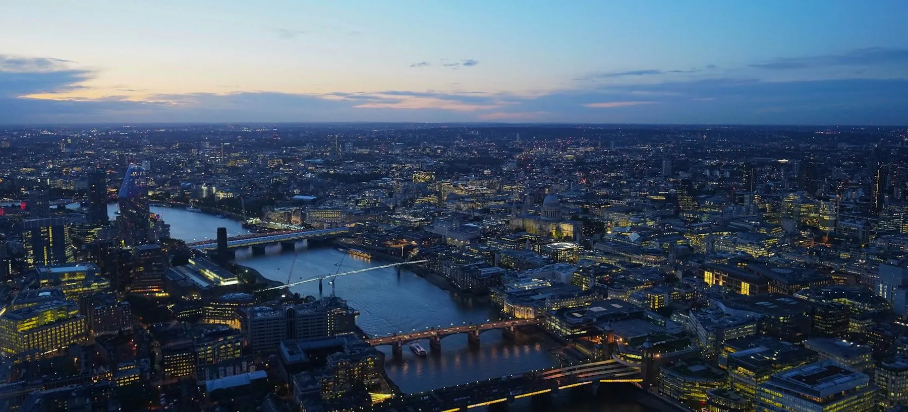 London at night from above