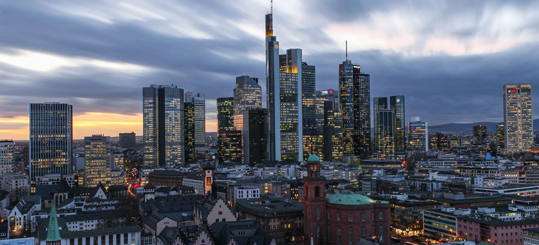 Frankfurt skyline at dusk